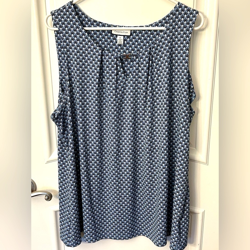 Charter Club Pleated Sleeveless Top with Keyhole